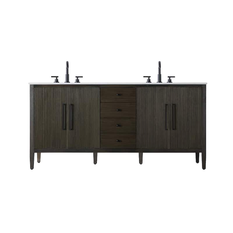 Elegant Lighting VF29672D Blakely 72" Free Standing Double Basin - Chocolate Oak