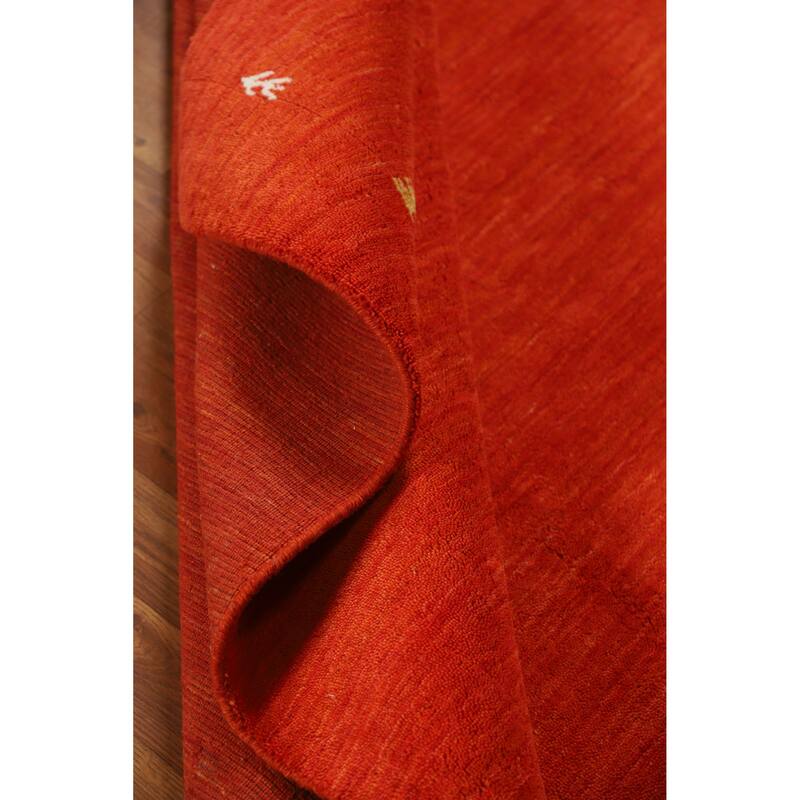 Hand Knotted Oriental 100% Wool Carpet Tribal Animal Pictorial Oranges & Rust Gabbeh Area Rug - 6' 6'' X 4' 6''