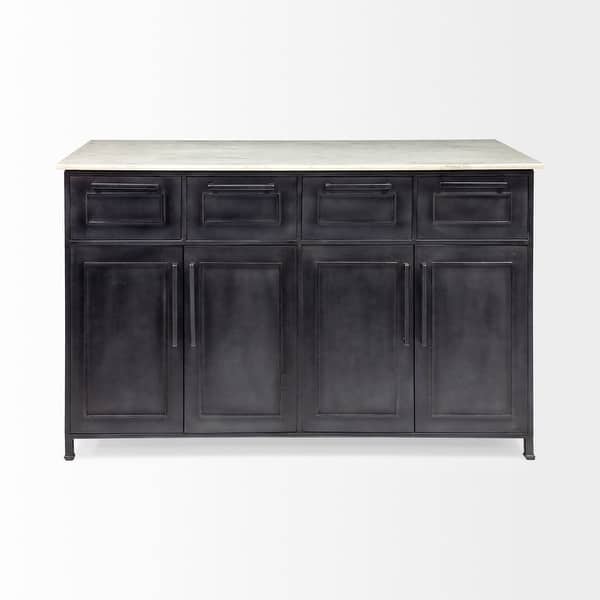 Mercana Fieri 4 Drawer Black Iron Kitchen Island With White Marble Top 58 0l X 32 0w X 36 5h Overstock 27809307 It is very hard to quarry and therefore. mercana fieri 4 drawer black iron