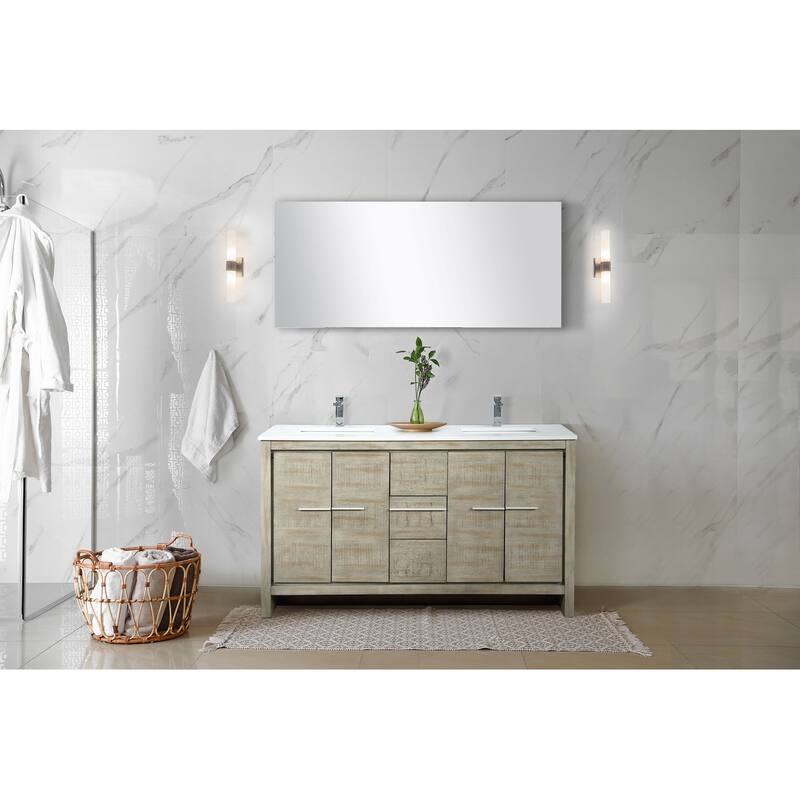 Lafarre 24 in W x 20 in D Rustic Acacia Bath Vanity, Cultured Marble Top and 18 in Mirror