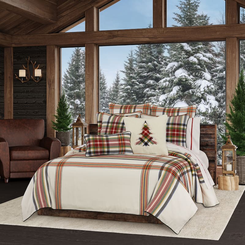 Christopher Plaid 20" Square Embellished Decorative Throw Pillow