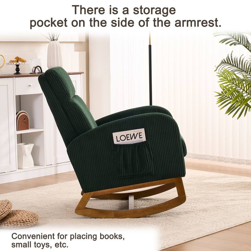 Comfortable fabric lounge rocker, corner reading rocker for living room