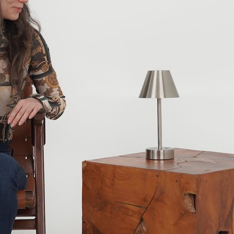 Aurora Rechargeable Brushed Nickel LED Table Lamp