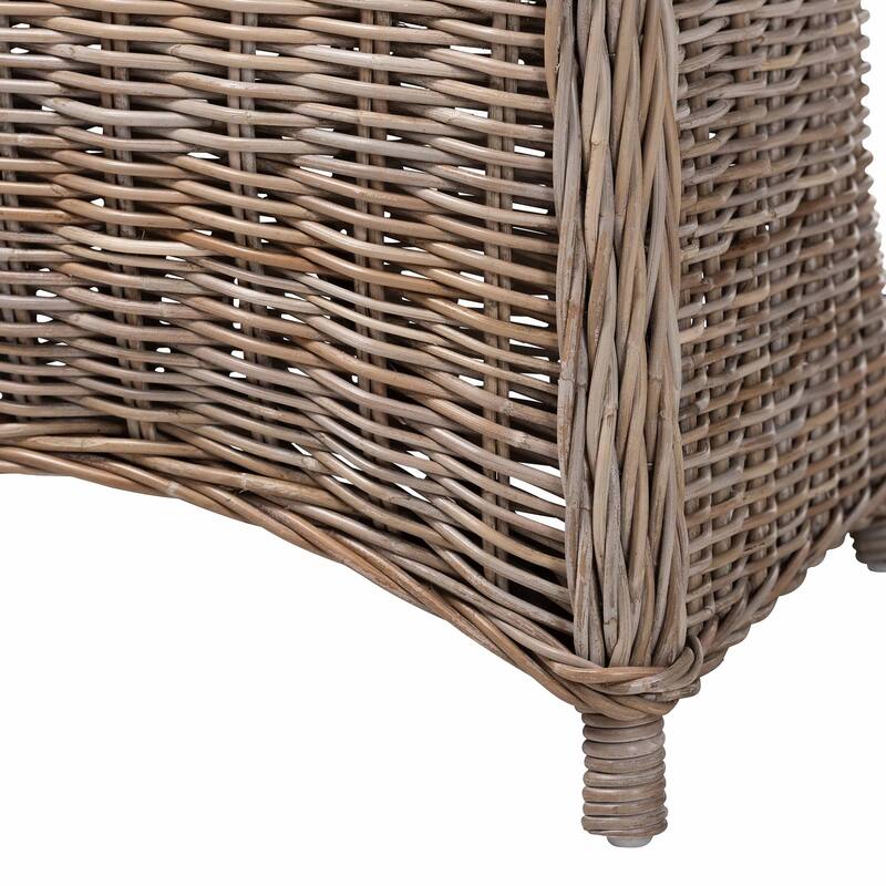 Amanda Natural Rattan Armchair - Handwoven Wicker Barrel Chair with Removable Cushion, Coastal Boho Style Accent Seating