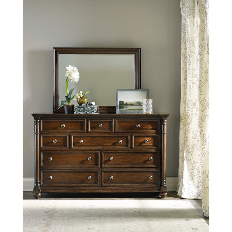 Leesburg Landscape Mirror - Rich Traditional Mahogany - 46.5"W x 34.25"H x 1.75"D