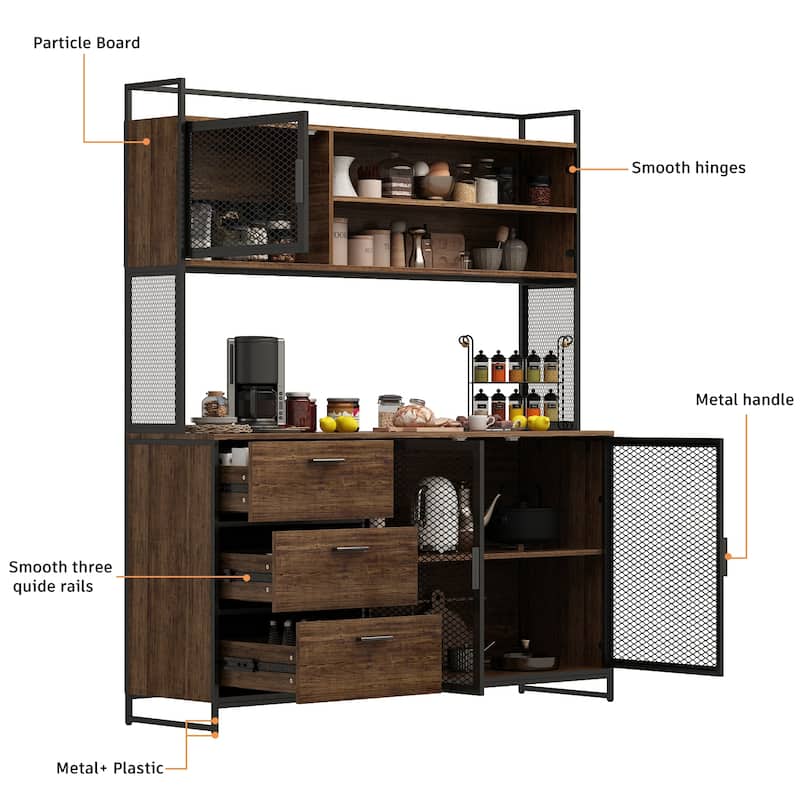 Large Buffet with Hutch,Kitchen Pantry Cupboard Sideboard