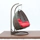 preview thumbnail 55 of 128, LeisureMod Modern 2-Person Egg Hanging Swing Chair with Beige Wicker, Oxford Fabric Cover, Patio Hammock Lounger and Cushions