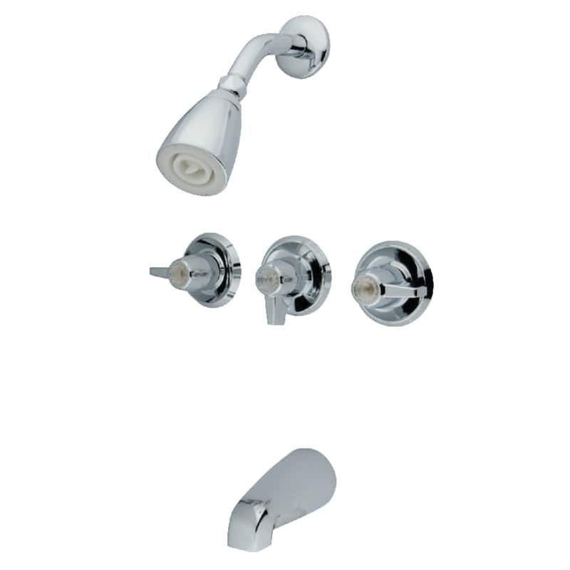Three-Handle Tub and Shower Faucet