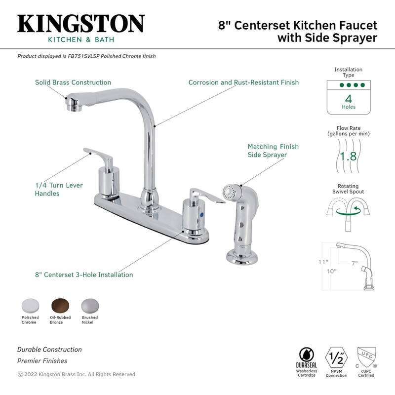 Serena Centerset Kitchen Faucet with Plastic Sprayer