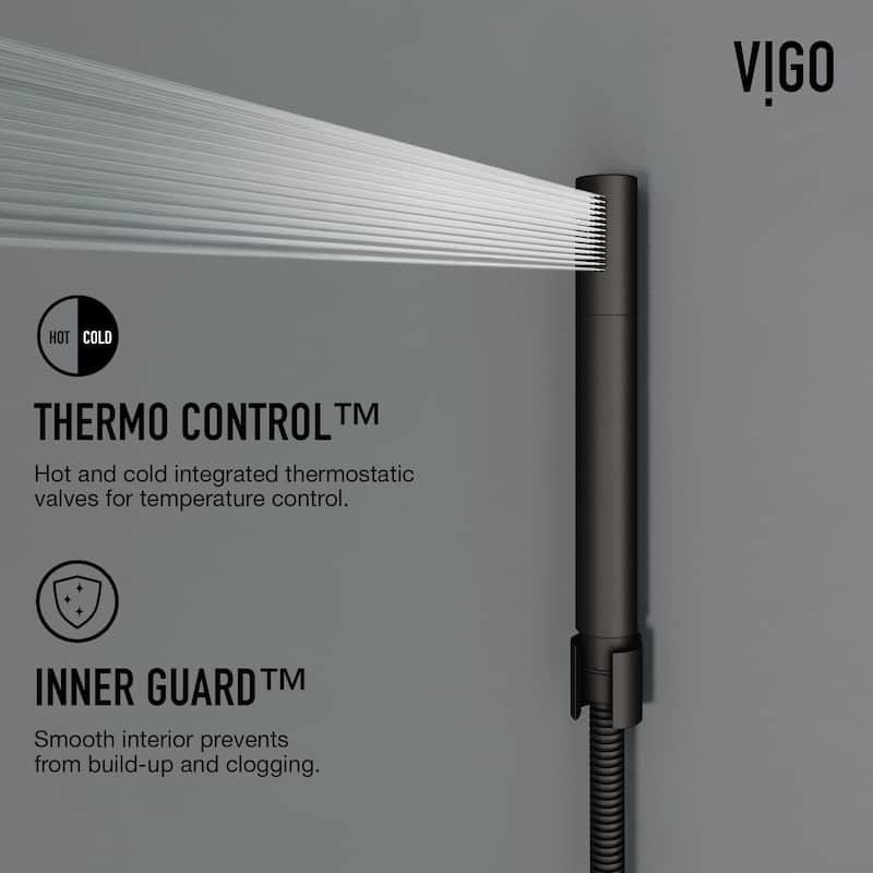 VIGO Bowery 58" H x 4" W 4-Jet Shower Panel with Round Shower Head and Tub Filler
