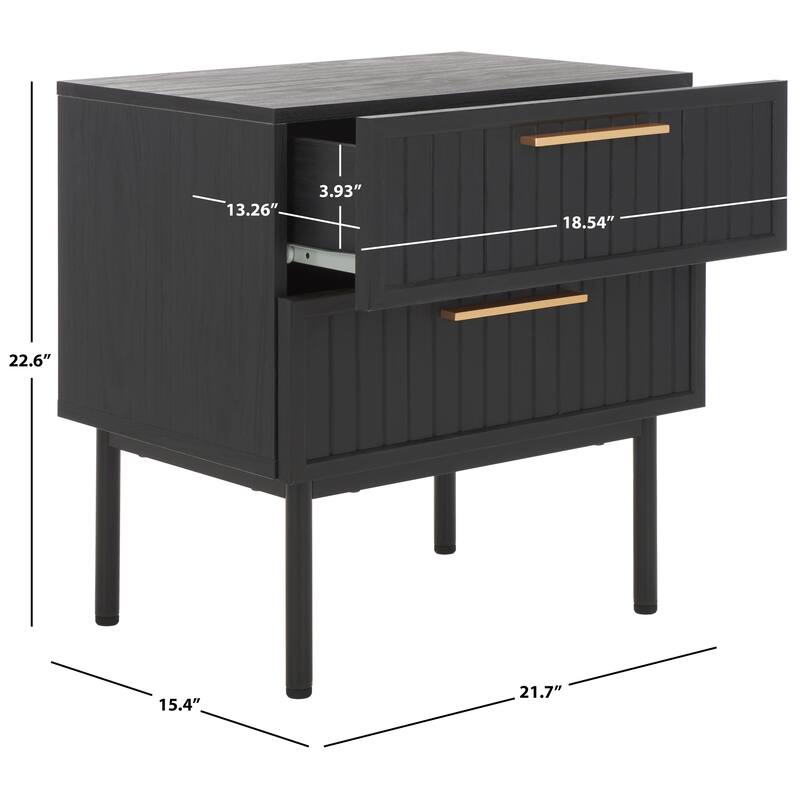 SAFAVIEH Home Axelle 2 Drawer Nightstand - Black/Black