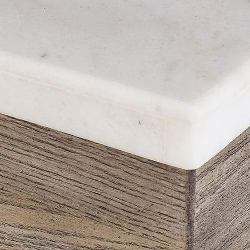 Aska Cocktail Coffee Table, Block Profile, Marble, 56 Inch Taupe Gray