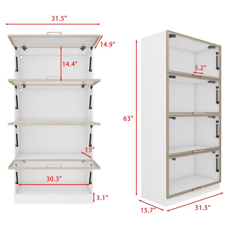 Sleek Aluminum Cabinet with Four Doors and Adjustable Strip Lights