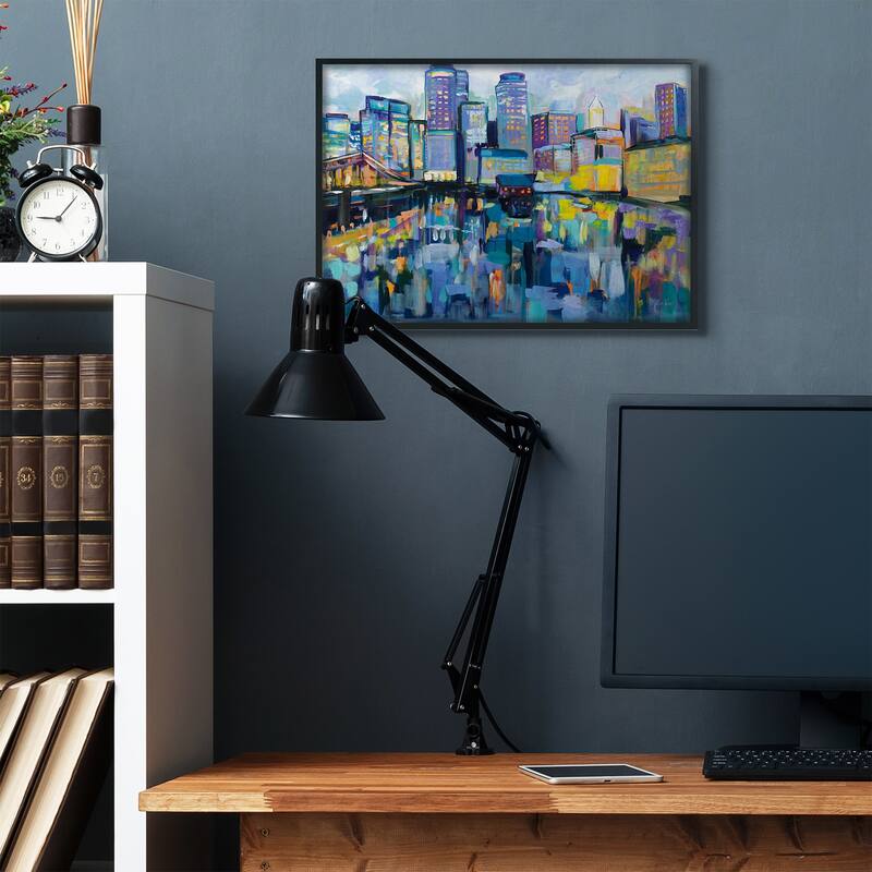 Stupell Boston Harbor Abstract Cityscape Painting Framed Wall Art
