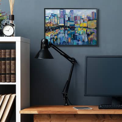 Stupell Boston Harbor Abstract Cityscape Painting Framed Wall Art