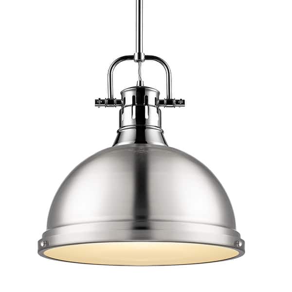 slide 2 of 13, Duncan 1-light Hanging Dome Pendant with Rod Chrome with Pewter