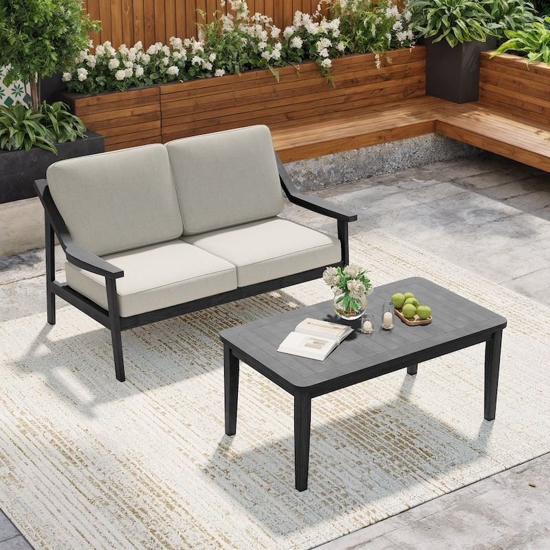 Outdoor Patio Wood Bistro Set/Loveseat Set
