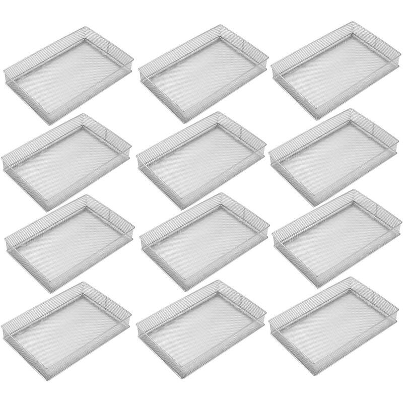 YBM Home Silver Mesh Desk Drawer Organizer Tray Home and Office 12pack - 8x12x2