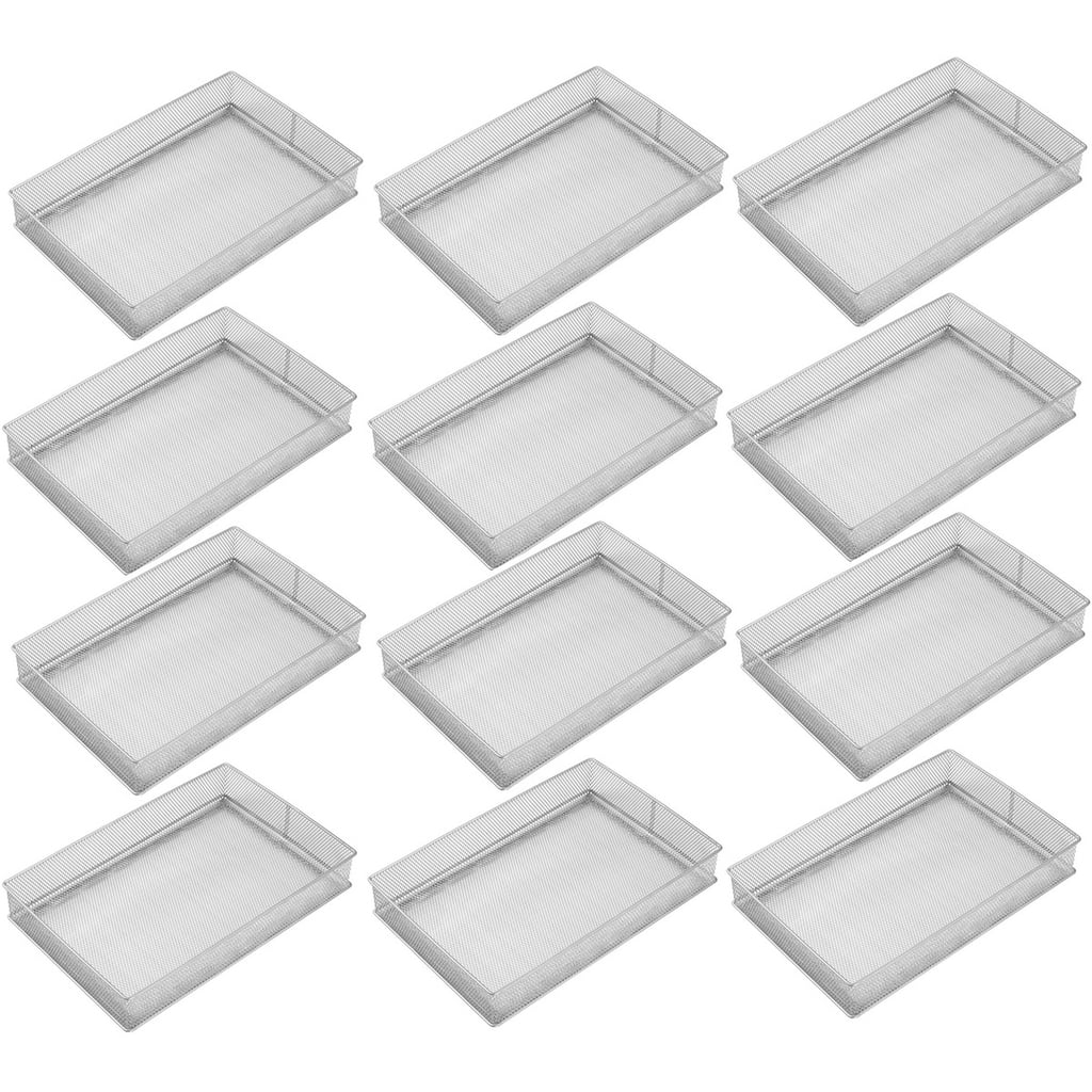 YBM Home Silver Mesh Desk Drawer Organizer Tray Home and Office 12pack
