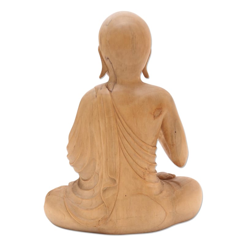 Wood statuette, 'Karana Mudra Buddha'