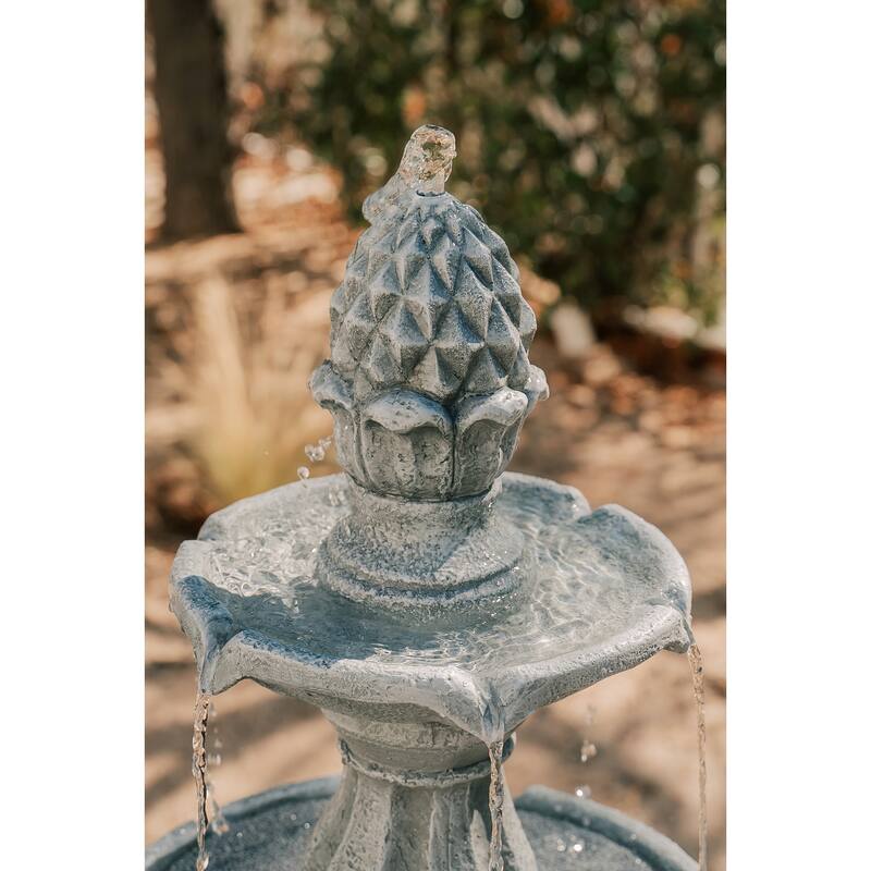 XBrand 3-Tier Water Fountain w/Pump & Pineapple Top, 51 Inch Tall, Large Outdoor Freestanding Waterfall Decor for Porch