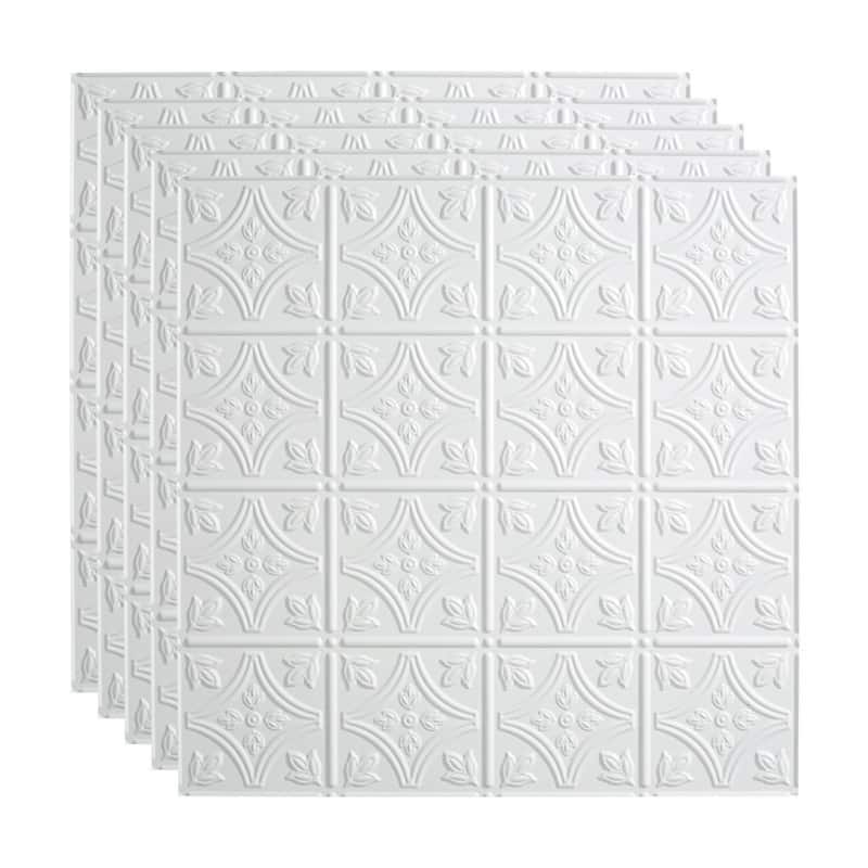 FASÄDE Traditional Style1 Decorative Vinyl 2ft x 2ft Lay in Ceiling Panel - 5 Pack - Gloss White