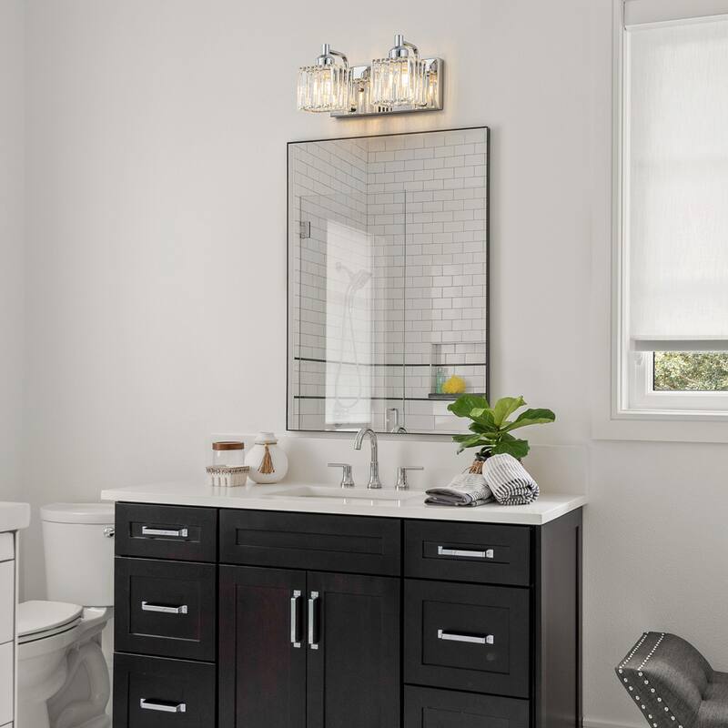 Dimmable Square Bathroom Crystal Vanity Light Wall Sconces