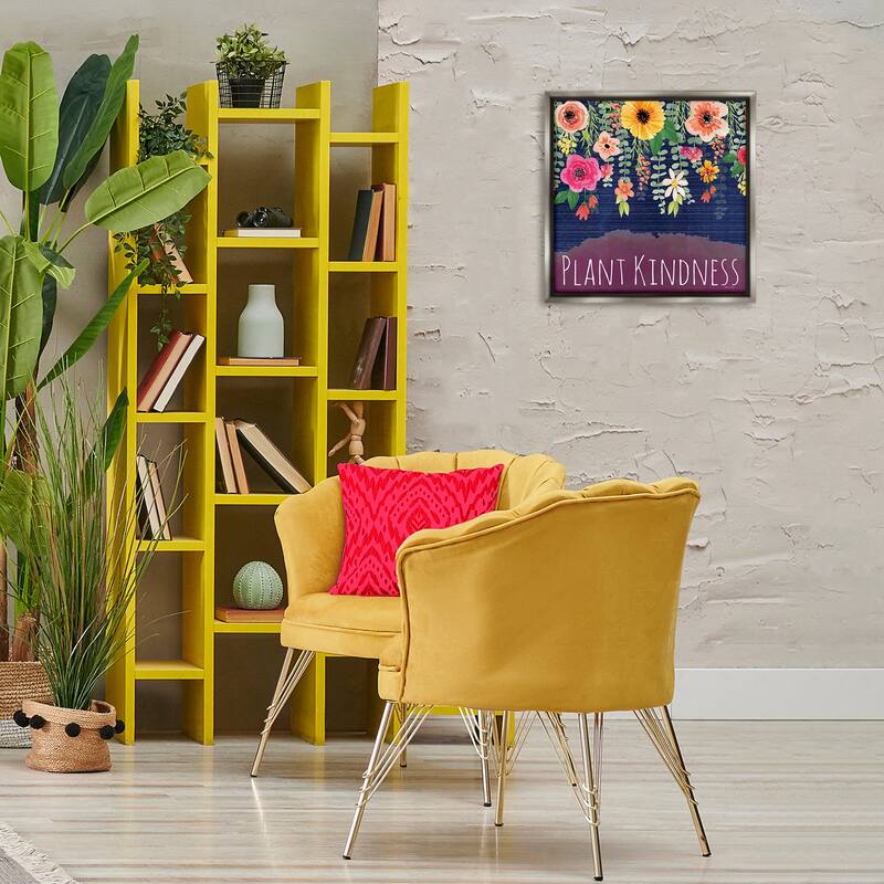 Stupell Plant Kindness with Florals Framed Floater Canvas Wall Art Design By Nicole DeCamp