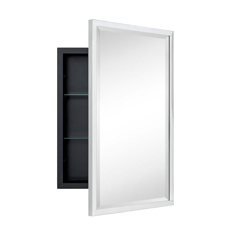 TEHOME Haddison Recessed Framed Medicine Cabinet with Mirror - 24" x 16" - Chrome
