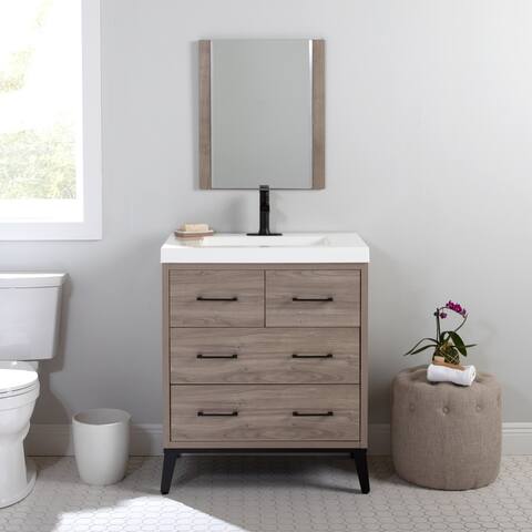 Spring Mill Cabinets 31" Rialta 3-Drawer Bathroom Vanity With White Sink Top