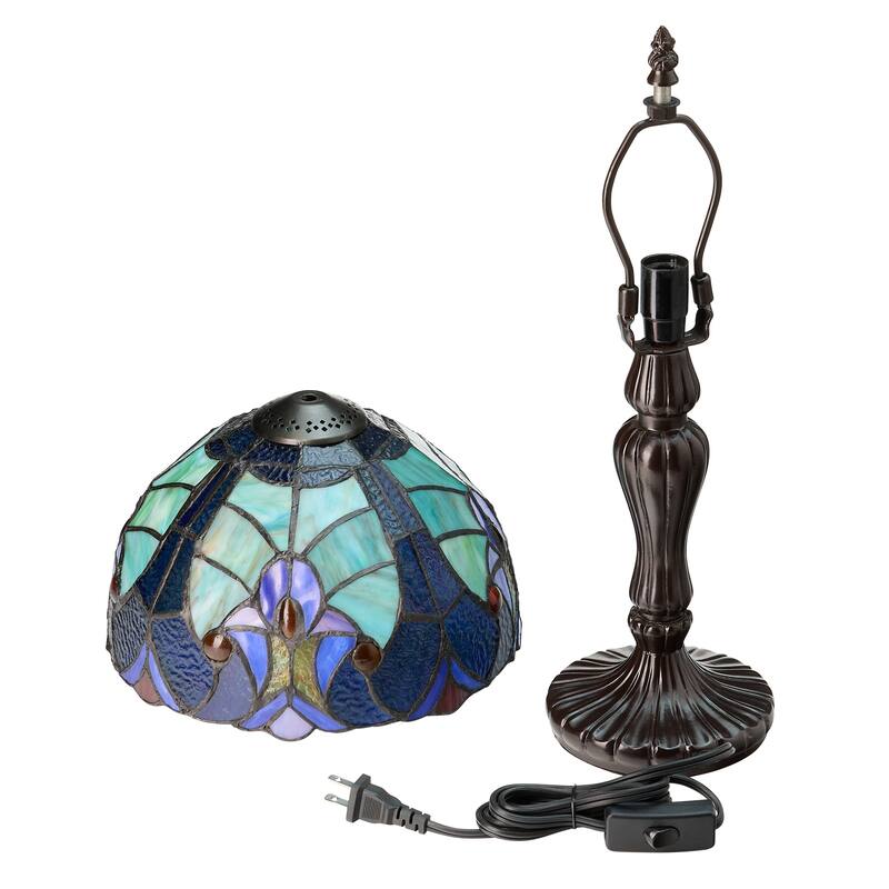 Halston River of Goods Brown Metal and Stained Glass Dome Shade 17-Inch Table Lamp - 10.25" x 10.25" x 17"