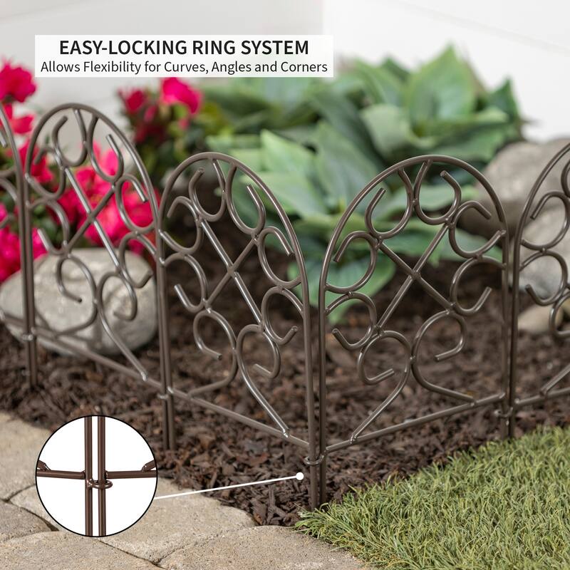 Scrollwork Wrought Iron Edging with Ground Stakes and Gunmetal Finish
