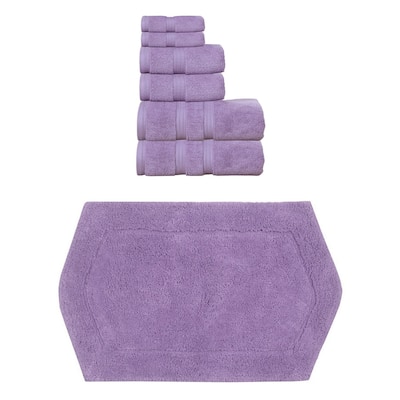 Home Weavers Waterford Collection 100% Soft Cotton 6 Pc Towel Set & 1 Pc Bath Rug, Machine Washable & Non Slip (Set of 7)
