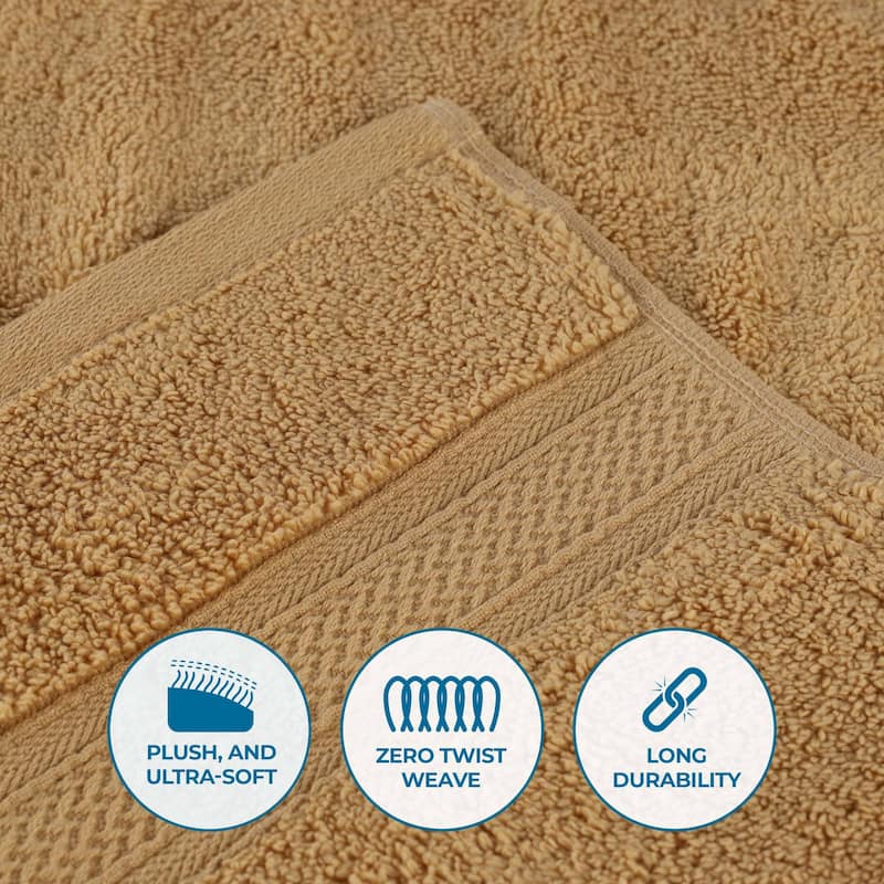 Superior Chevron Zero Twist Solid Cotton 3 Piece Bathroom Towel Set
