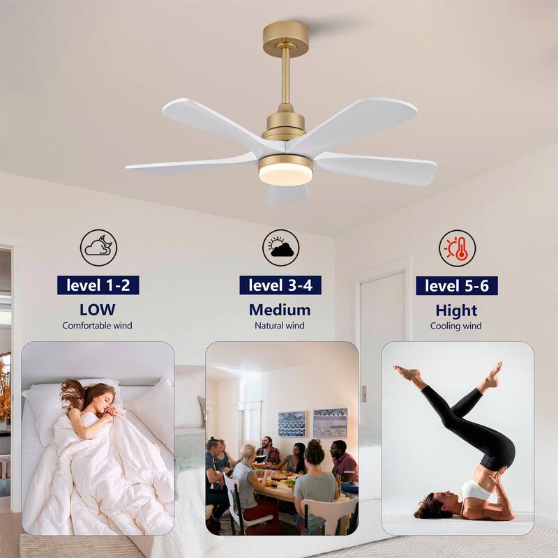 42" Ceiling Fan w/ Dimmable LED Light Remote Control Reversible DC Motor