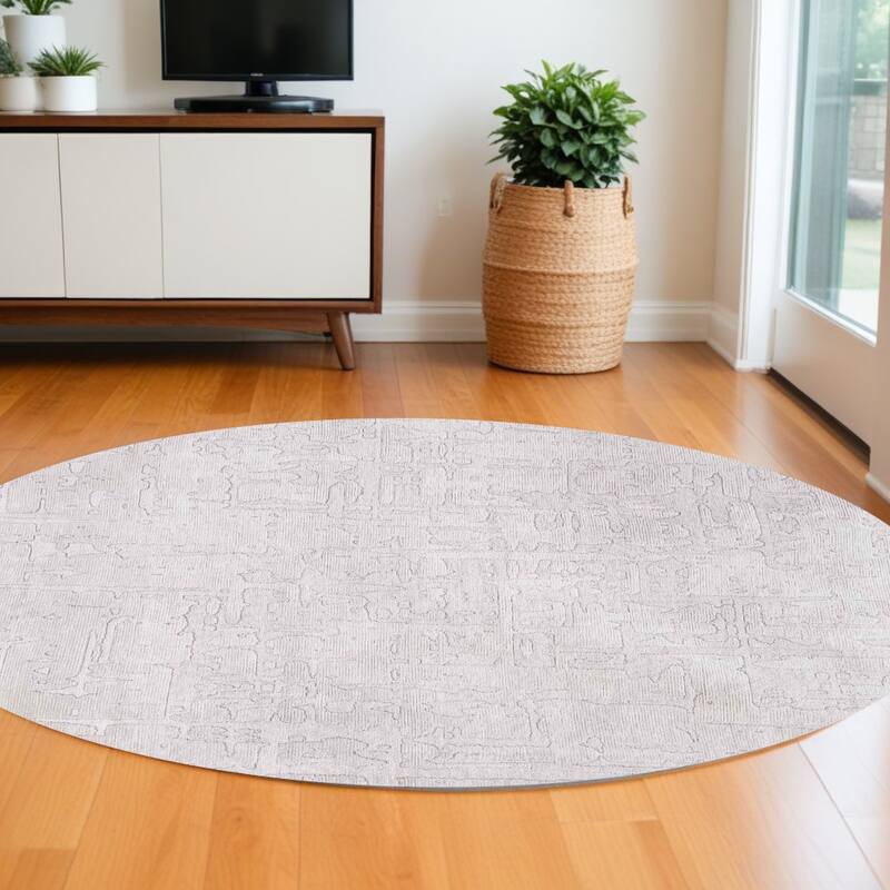 Kovaf Geometric Abstract Modern Non Skid Woven Area Rug By HomeRoots - 48' X '48' X '0.2 - 48' X '48' X '0.2 - Cream/Onyx - Round