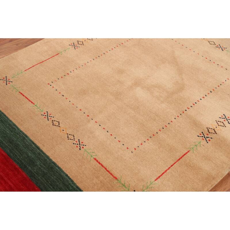 Striped Gabbeh Indian Foyer Rug Handmade Wool Carpet - 3'11"x 5'7"