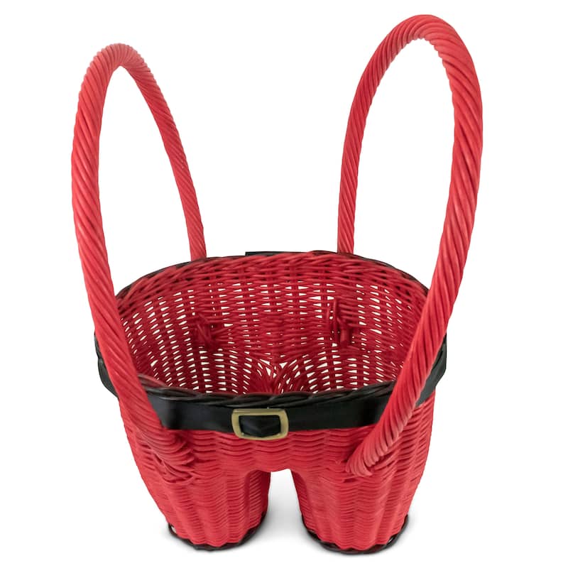 Hand Woven Santa Pants Rattan Easter Basket Christmas Storage Bin Organizer Cute Nursery Home Decor Handmade Handcrafted Gift