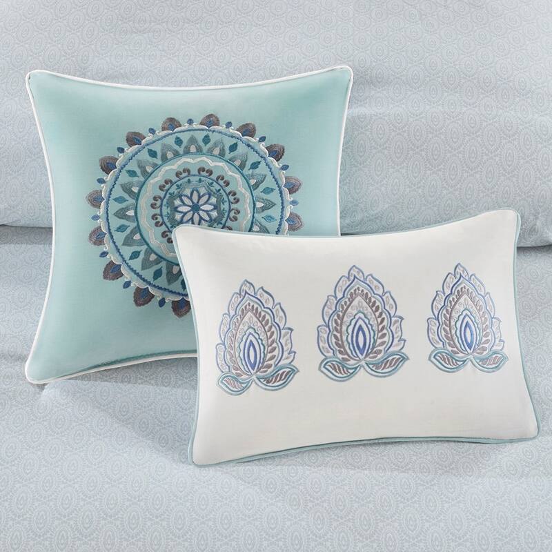 GDF Studio - Cotton Floral Reversible Comforter Set with Decorative Pillows