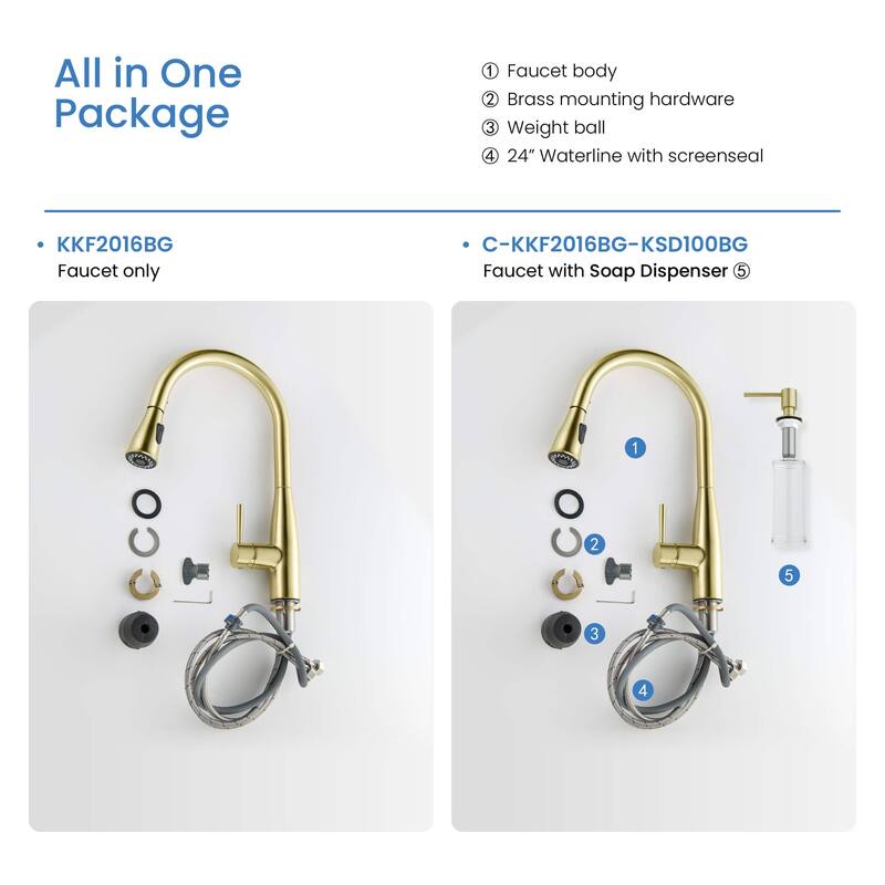 Bari-T Single Handle Pull Down Kitchen Sink Faucet