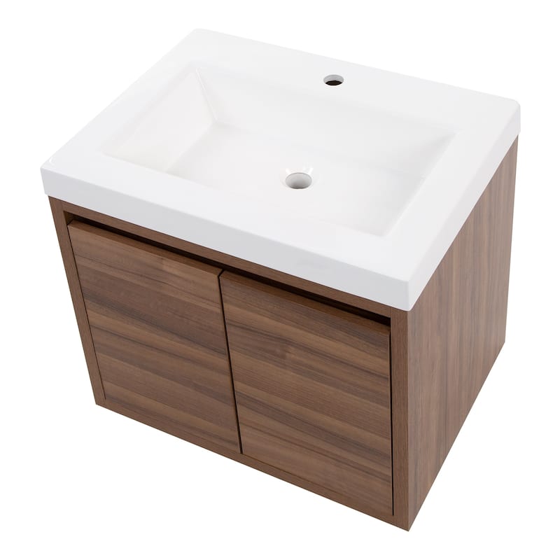 Kelby 24.5" 2-Door Floating Bathroom Vanity With White Sink Top