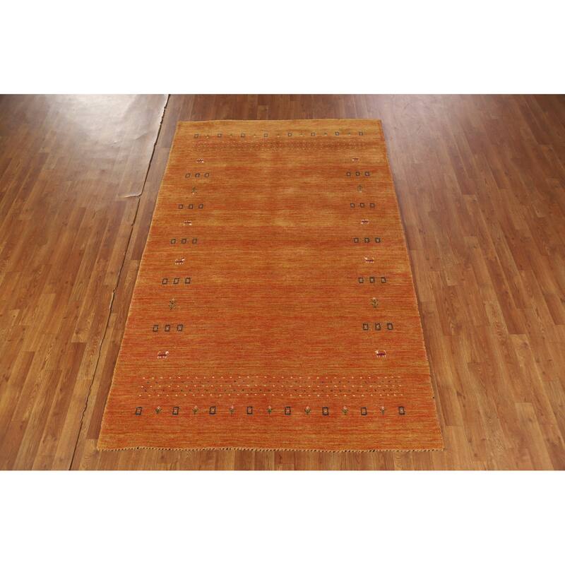 Hand Knotted Oriental 100% Wool Carpet Tribal Tribal Oranges & Rust Gabbeh Area Rug - 7' 8'' X 4' 11''