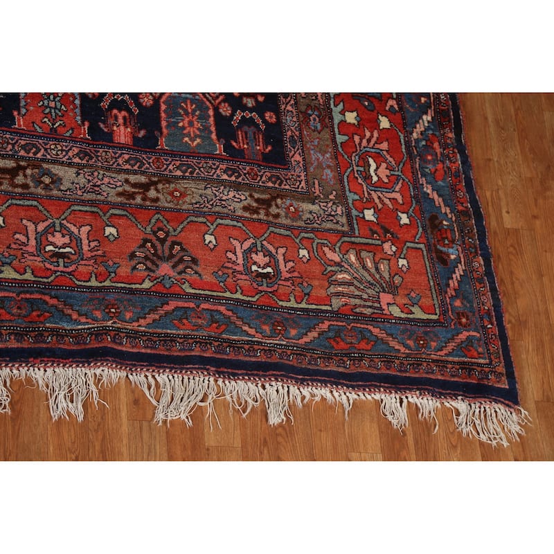 Pre-1900 Antique Bidjar Halvaei Persian Area Rug Handmade Wool Carpet - 12'2" x 19'9"