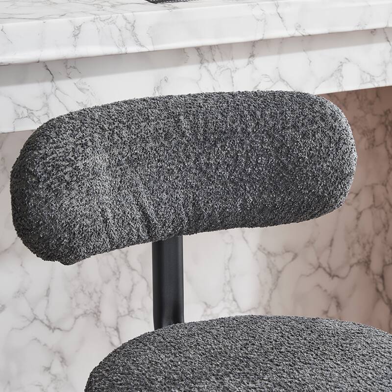 360° Swivel Bar Stools Set of 2,Boucle Counter Height Bar Chairs with Metal Legs for Kitchen Island, Dining Room