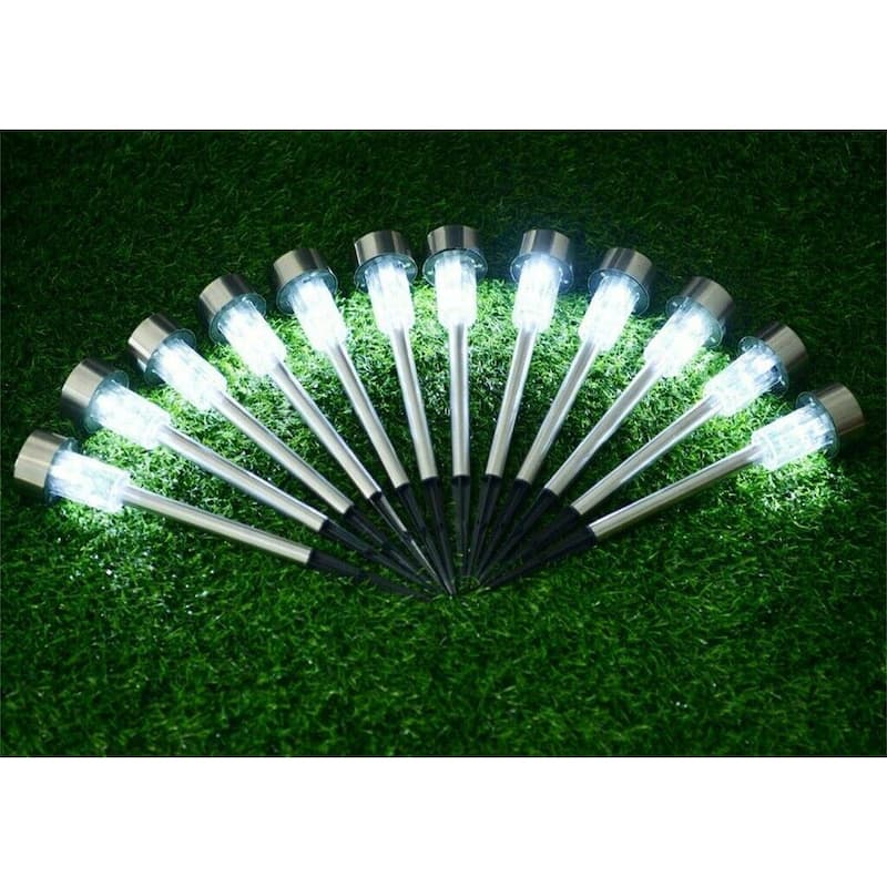 10pcs Garden Outdoor Stainless Steel LED Solar Landscape Path Lights