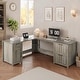 preview thumbnail 128 of 156, Farmhouse Executive L Shaped Desk Home Office Desk with Drawers and Storage Cabinet & Power Outlet