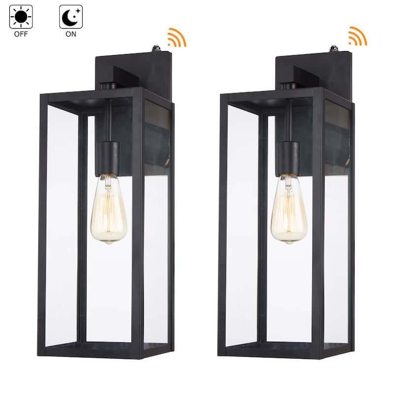 2-pack 13" H 1-Light Black Outdoor wall Lantern(Dusk to Dawn could be chosen) - 21"in - Black-Dusk to Dawn