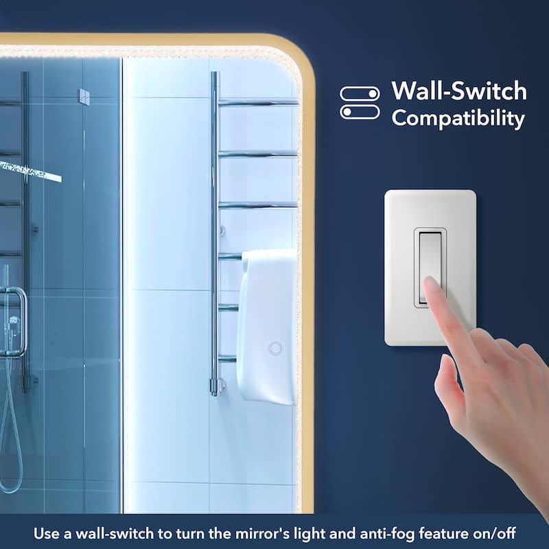 Tatum 65 in. H x 24 in. W Large Crystal Lining Rectangle Antifog Wall Or Floor Full-Length Mirror & Smart Touch - by JONATHAN Y