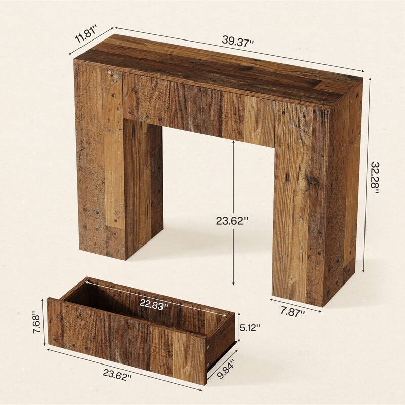 39.37" Console Table With Drawer for Entryway Hallway