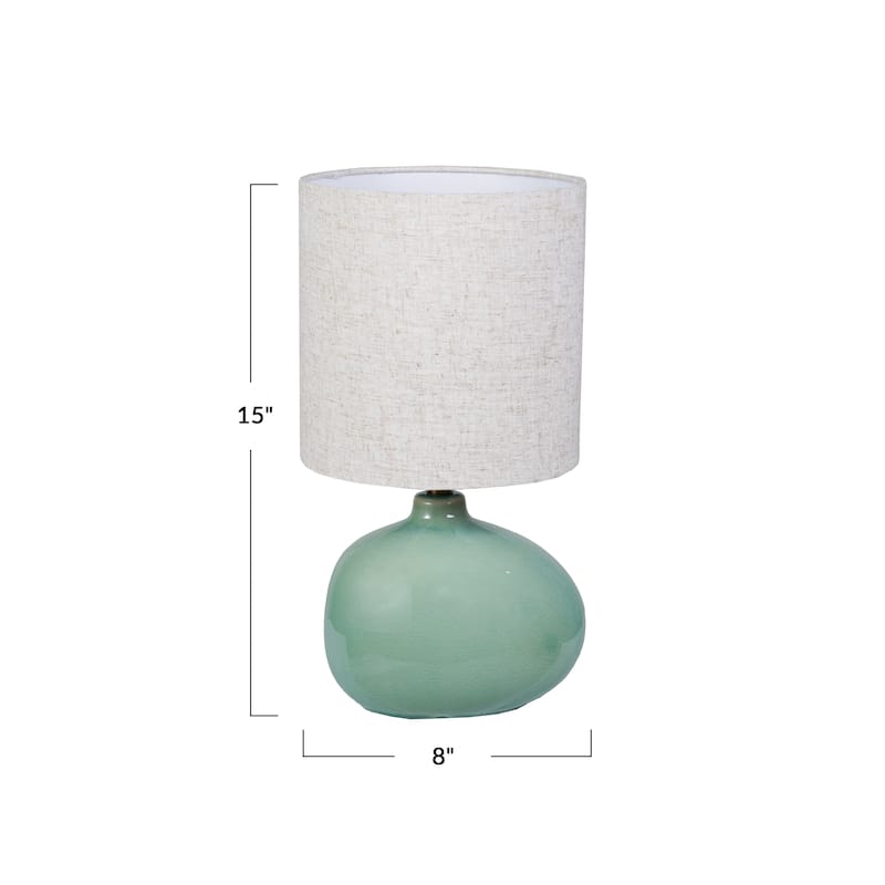 Stoneware Table Lamp with Linen Shade and Inline Switch